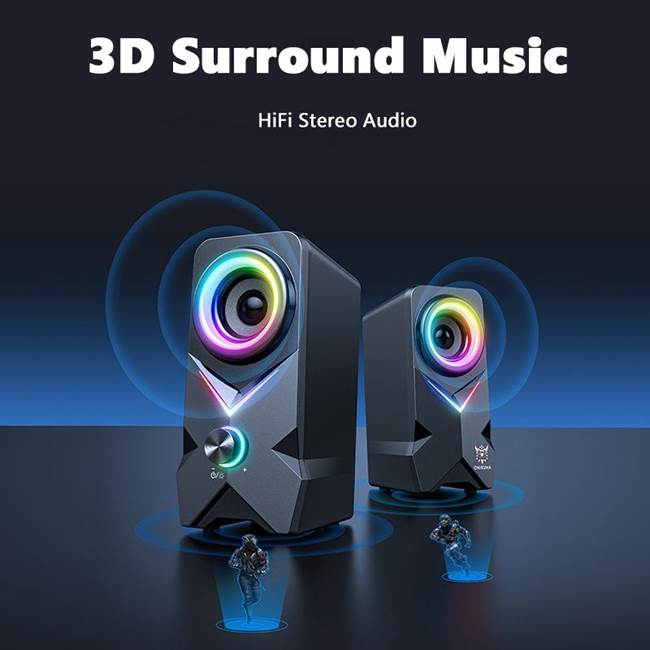ONIKUMA Проводной USB-динамик RGB освещение Супер бас сабвуфер Hi-Fi аудио для игр 3D объемная музыка для ПК и Ноутбука
